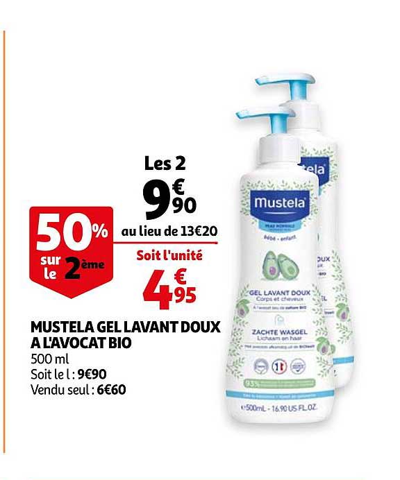 mustela gel lavant doux à l'avocat bio
