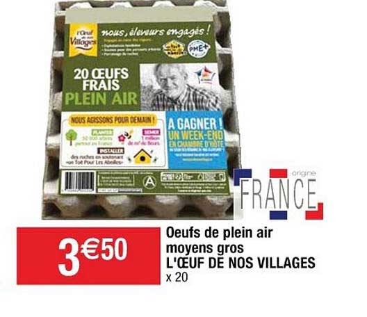 oeufs de plein air moyens gros l'œuf de nos villages