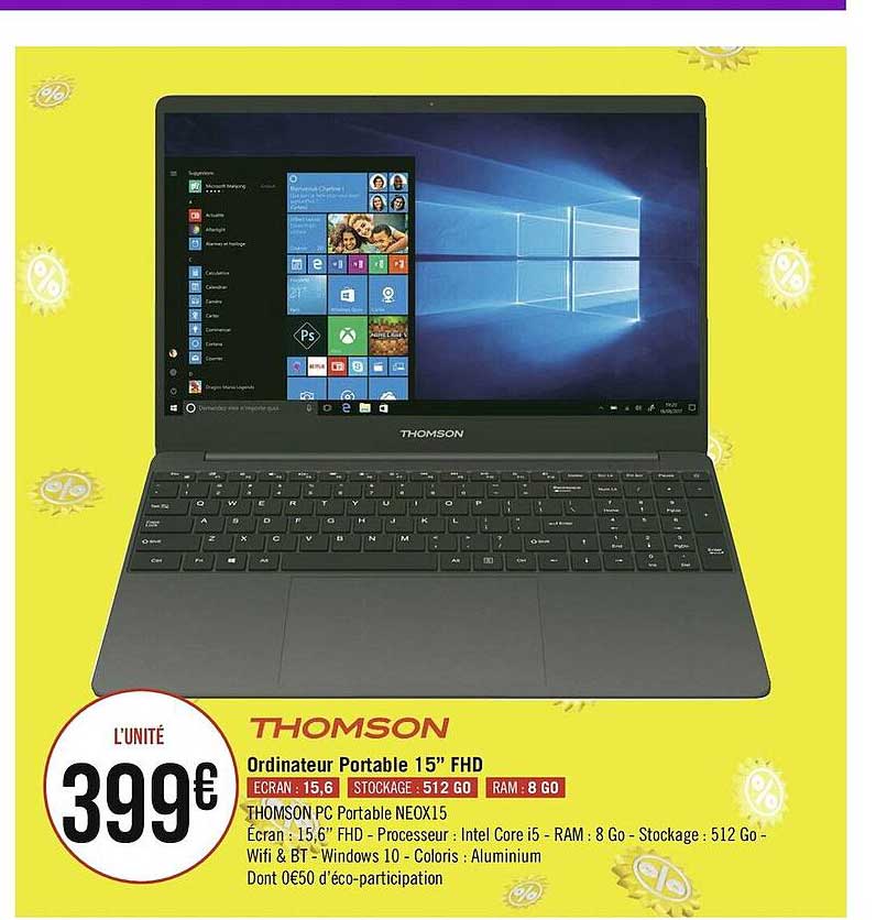 ordinateur portable 15" fhd thomson