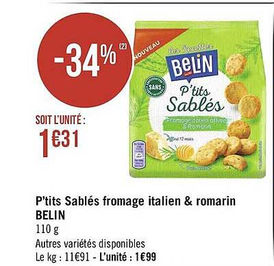 P'tits Sablés Fromage Italien & Romarin Belin