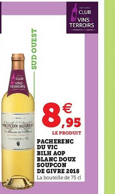 pacherenc du vic bilh aop blanc doux soupçon de givre 2018