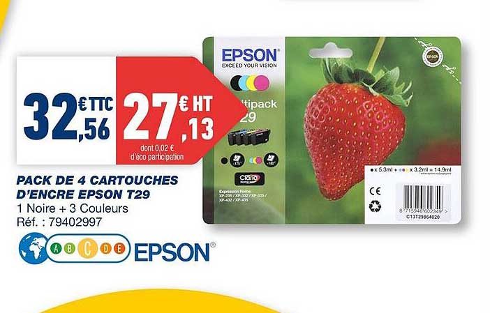 pack de 4 cartouches d'encre epson t29