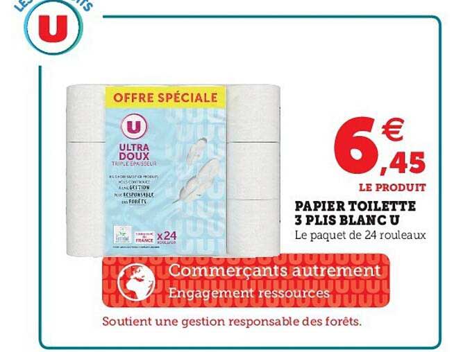 papier toilette 3 plis blanc u