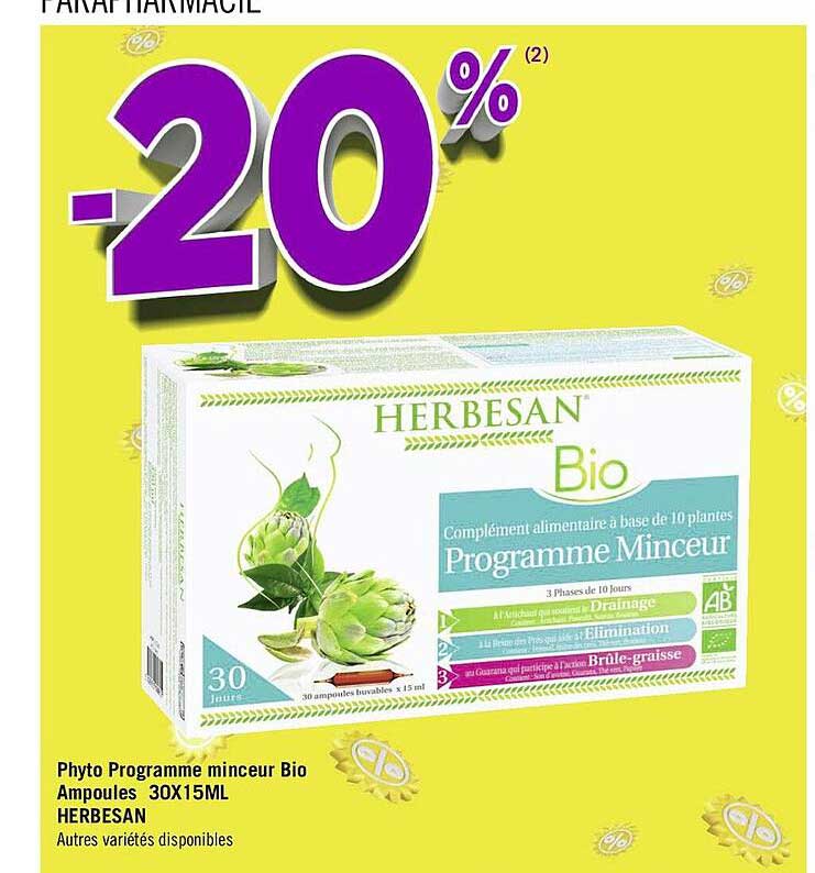 phyto programme minceur bio ampoules 30 x 15 ml herbesan