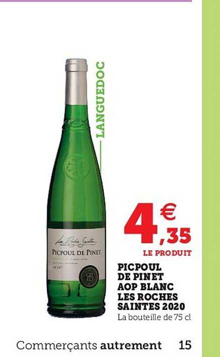 picpoul de pinet aop blanc les roches saintes 2020