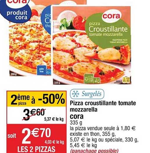 pizza croustillante tomate mozzarella cora