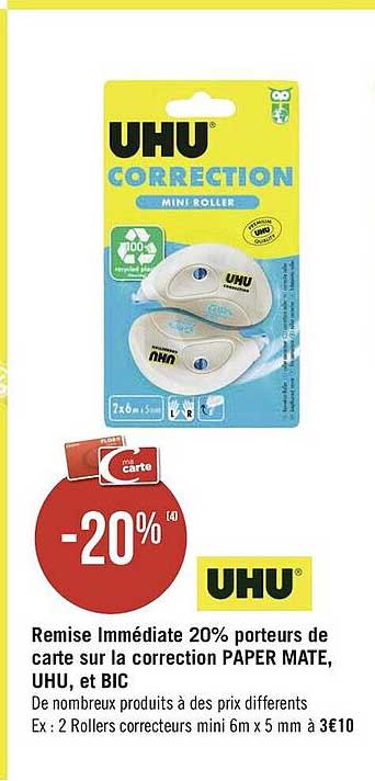 porteurs de carte sur la correction paper mate, uhu, et bic