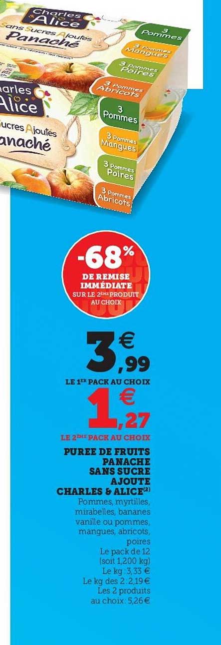purée de fruits panaché sans sucre ajouté charles & alice