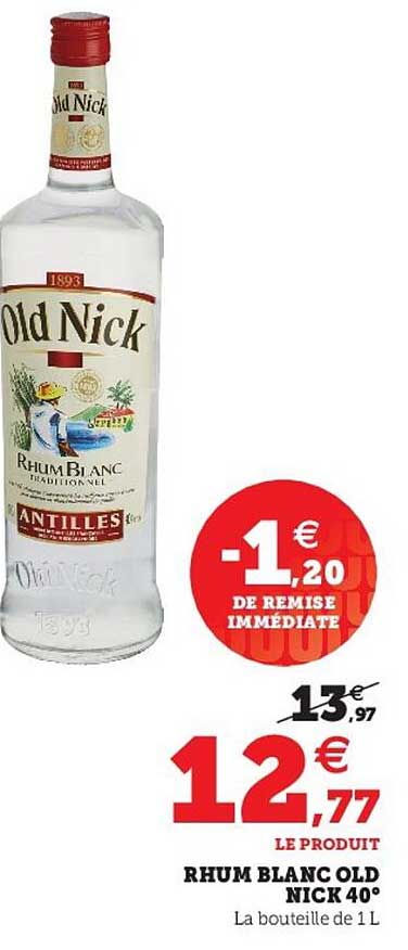 rhum blanc old nick 40°