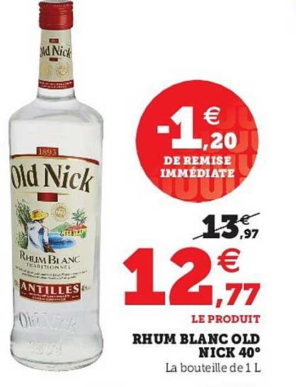 rhum blanc old nick 40°