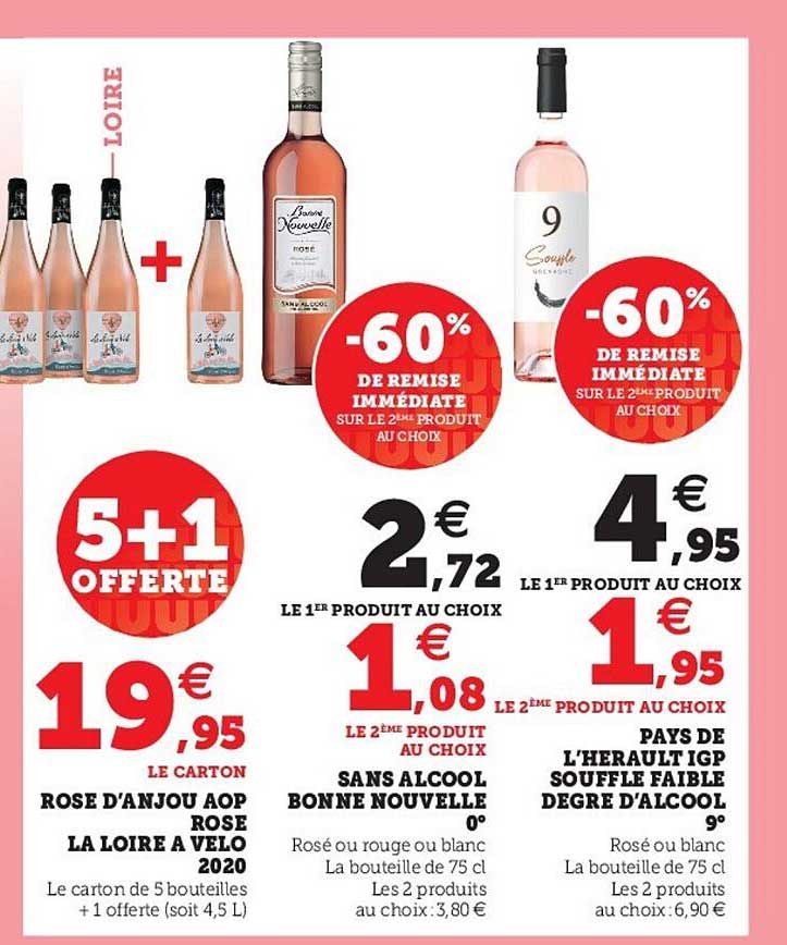 rose d'anjou aop rose la loire à vélo 2020, sans alcool bonne nouvelle 0°, pays de l'hérault igp souffle faible degré d'alcool