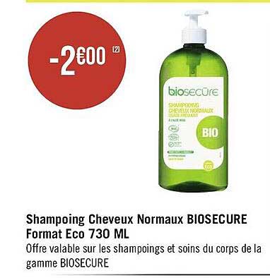 shampoing cheveux normaux biosecure format éco 730 ml