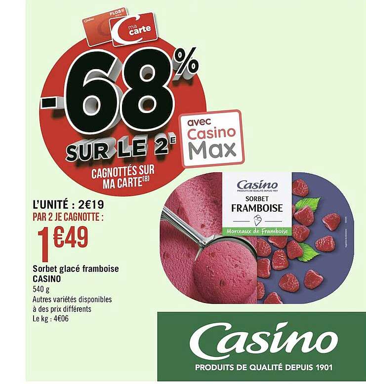 Sorbet Glacé Framboise Casino
