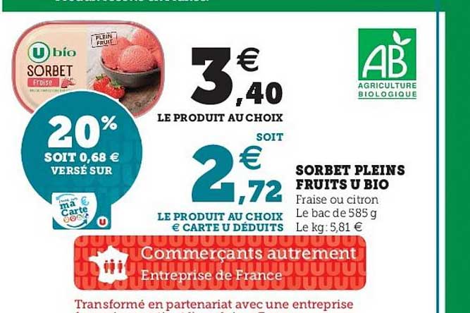 sorbet pleins fruits u bio