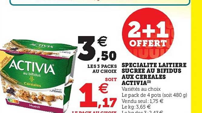 Spécialité Laitière Sucrée Au Bifidus Aux Céréales Activia