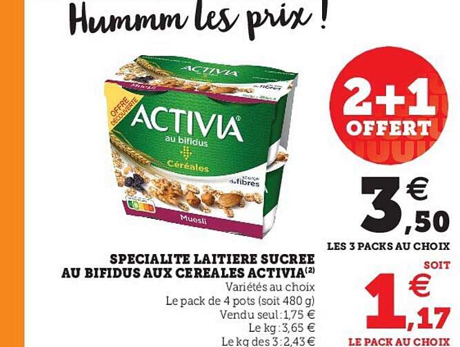 Spécialité Laitière Sucrée Au Bifidus Aux Céréales Activia