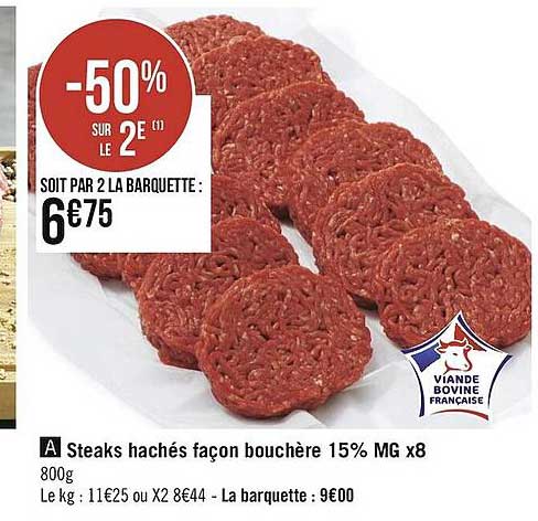 Steaks Hachés Façon Bouchère 15% MG X8