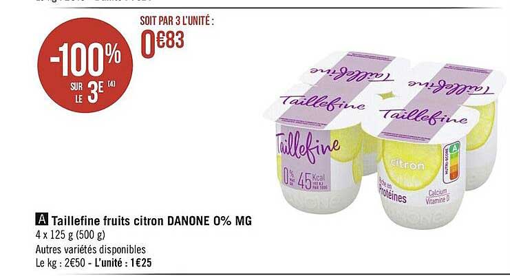 taillefine fruits citron danone 0% mg