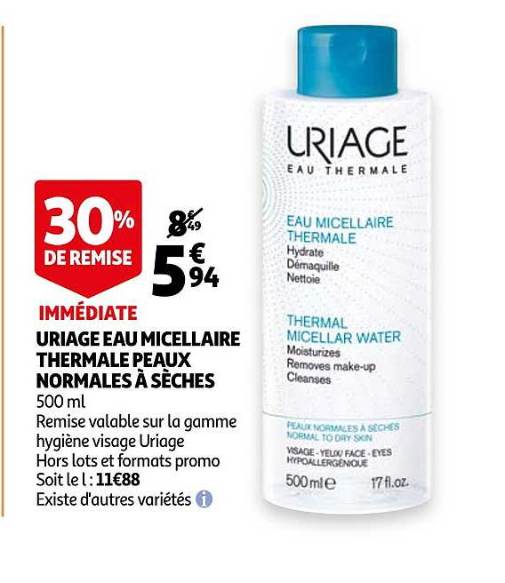 uriage eau micellaire thermale peaux normales à sèches