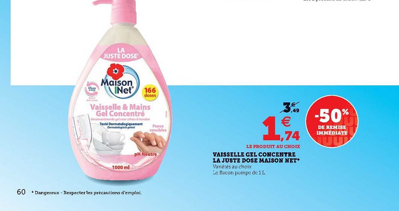 vaisselle gel concentré la juste dose maison net