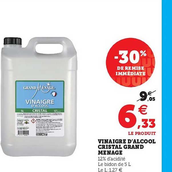 vinaigre d'alcool cristal grand ménage