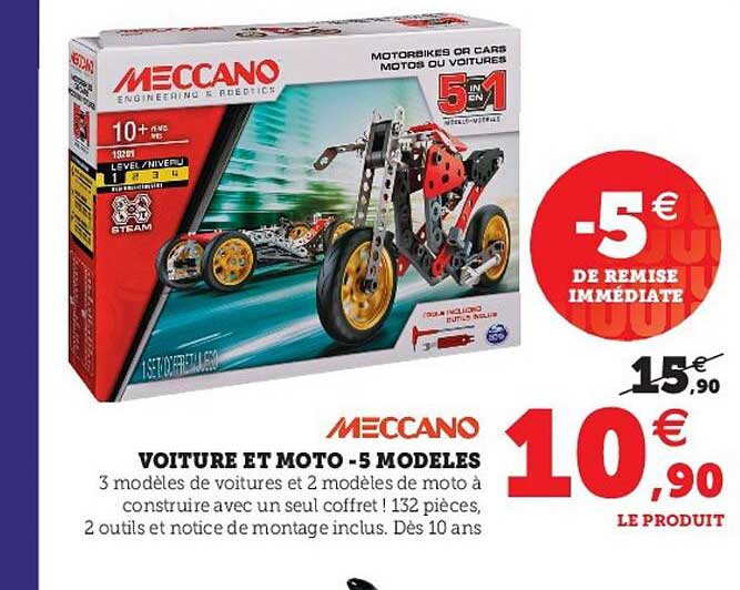 voiture et moto-5 modèles meccano