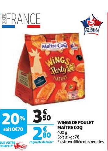 wings de poulet maître coq