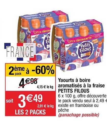 Yaourts à Boire Aromatisés à La Fraise Petits Filous