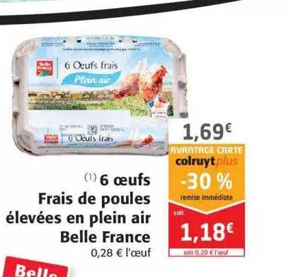 6 oeufs frais de poules élevées en plein air belle france