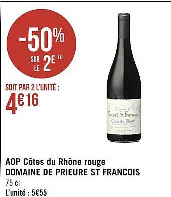 aop côtes du rhône rouge domaine de prieure st françois