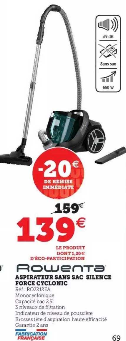 aspirateur sans sac silence force cyclonic rowenta