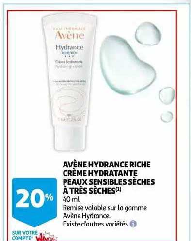 avène hydrance riche crème hydratante peaux sensibles sèches à très sèches