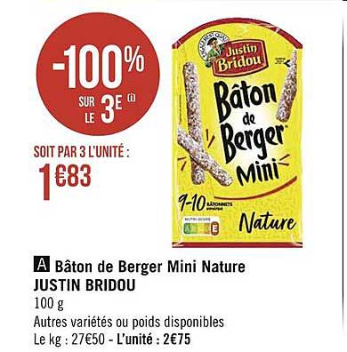 bâton de berger mini nature justin bridou