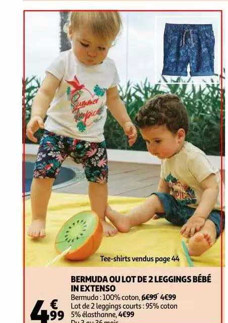 bermuda ou lot de 2 leggings bébé in extenso