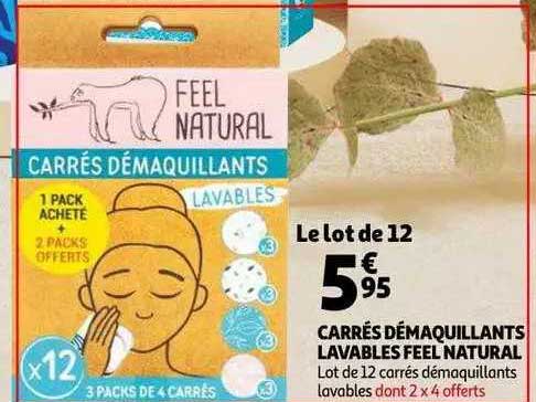 carrés démaquillantes lavables feel natural