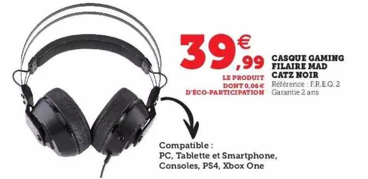 casque gaming filaire mad catz noir