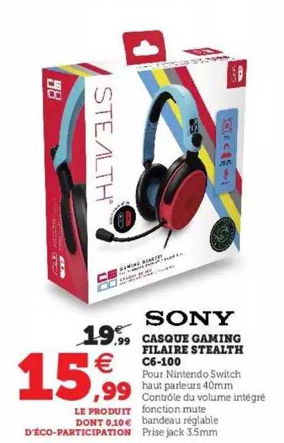 casque gaming filaire stealth c6-100 sony