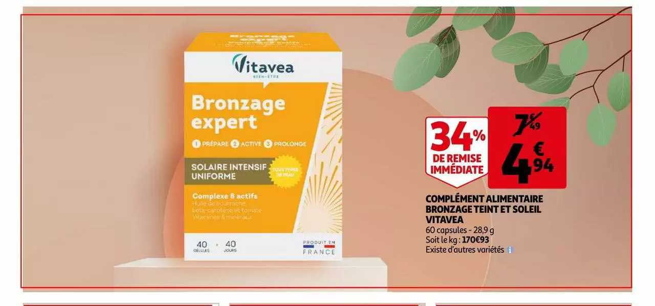 complément alimentaire bronzage teint et soleil vitavea