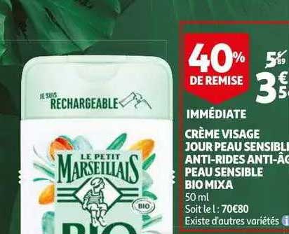 crème visage jour peau sensible anti-rides anti-âge peau sensible bio mixa