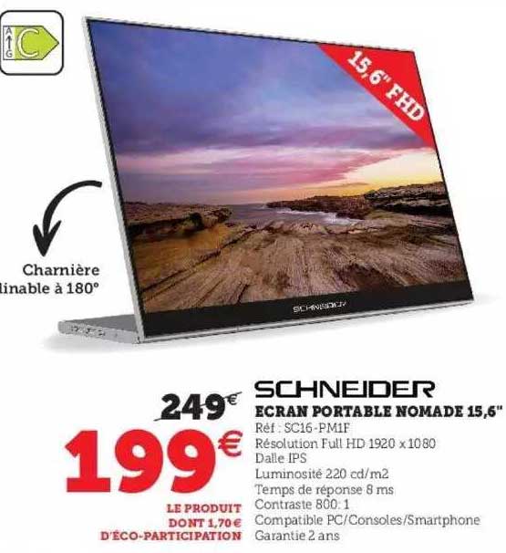 écran Portable Nomade 15,6" Schneider