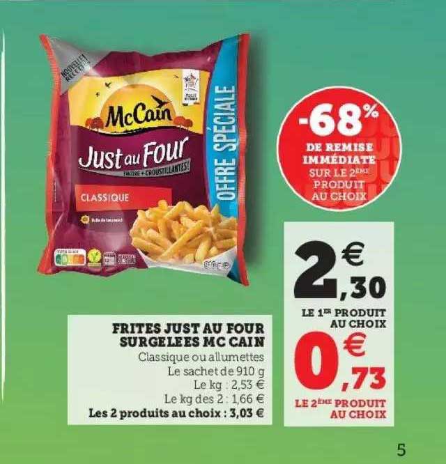 frites just au four surgelées mc cain