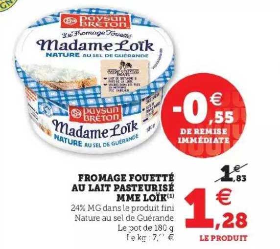 fromage fouetté au lait pasteurisé mme loïk