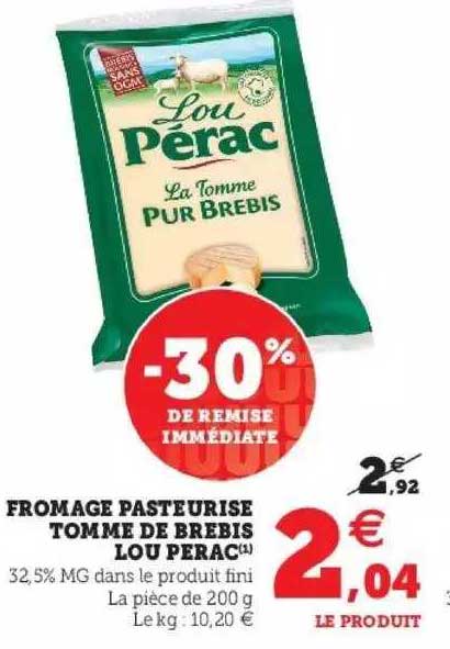 fromage pasteurisé tomme de brebis lou pérac