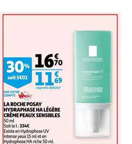la roche posay hydraphase ha légère crème peaux sensibles