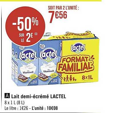 lait demi-écrémé lactel