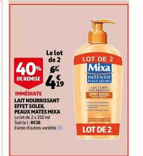 lait nourrissant effet soleil peaux mates mixa