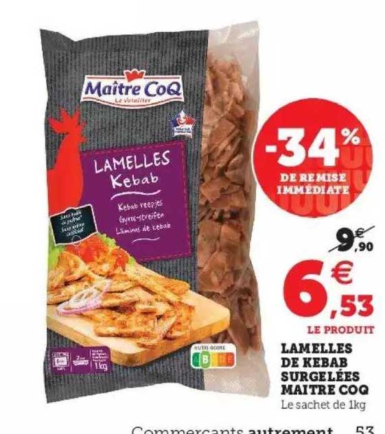lamelles de kebab surgelées maître coq