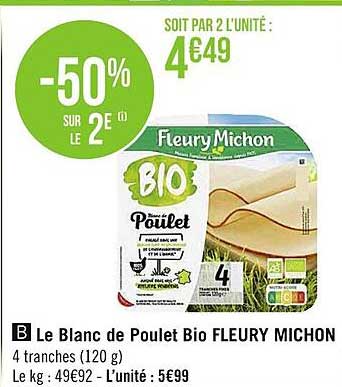 le blanc de poulet bio fleury michon