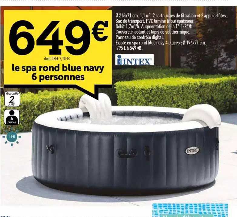 le spa rond blue navy 6 personnes intex