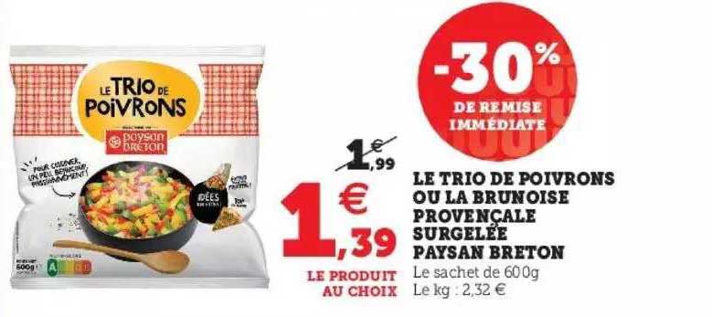 le trio de poivrons ou la brunoise provençale surgelée paysan breton